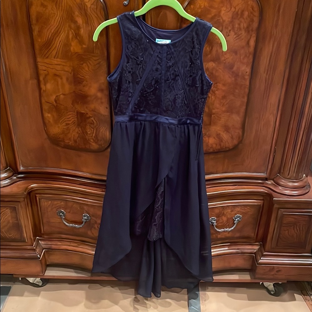 Girls Size 14 Tween Diva Navy Blue Formal Sleeveless Dress